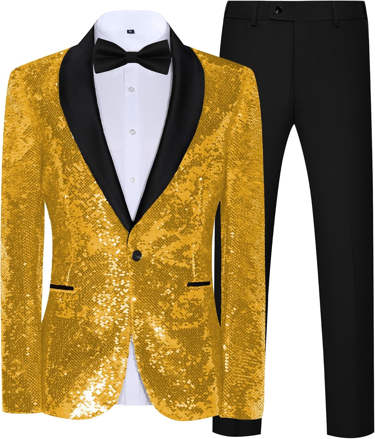 Mens Sequin Tuxedo 2 Piece Suit Set Slim Fit Prom Suits for Men Party Dress Suit Jacket and Pants