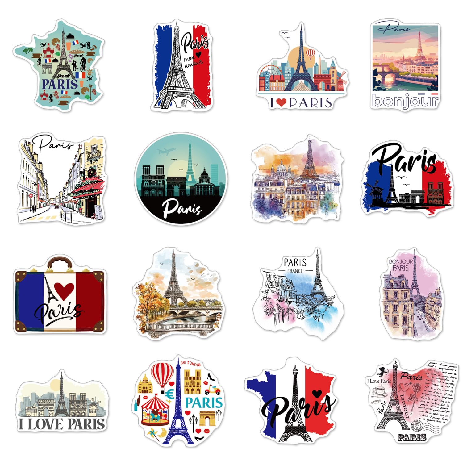 Paris Fridge Magnet Souvenirs Gifts - Wxiben 16 Pcs City Travel Refrigerator Magnets French Eiffel Tower Fridge Magnetic Stickers for Home Office