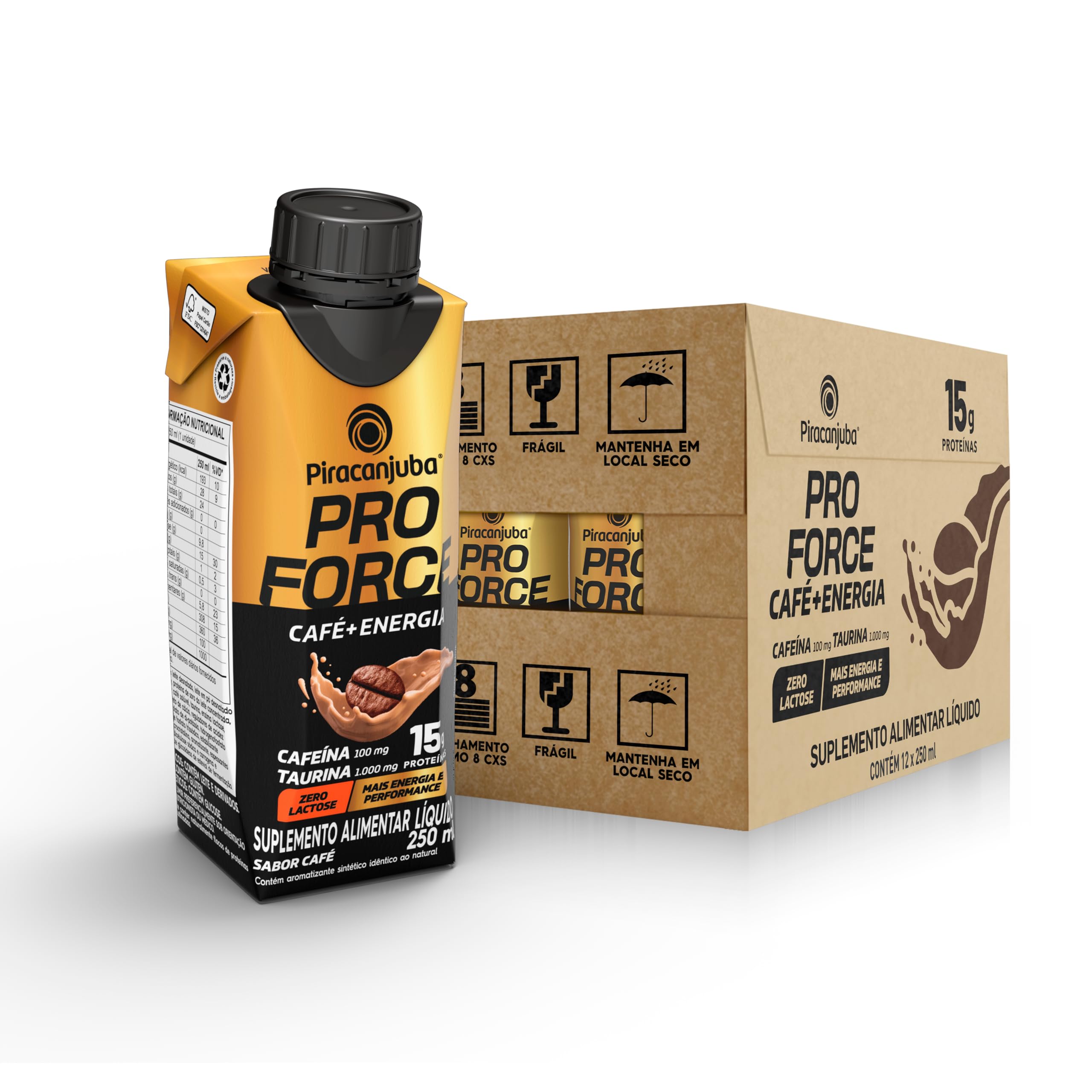 Piracanjuba ProForce 15g de Proteínas Zero Lactose Sabor Café - 12