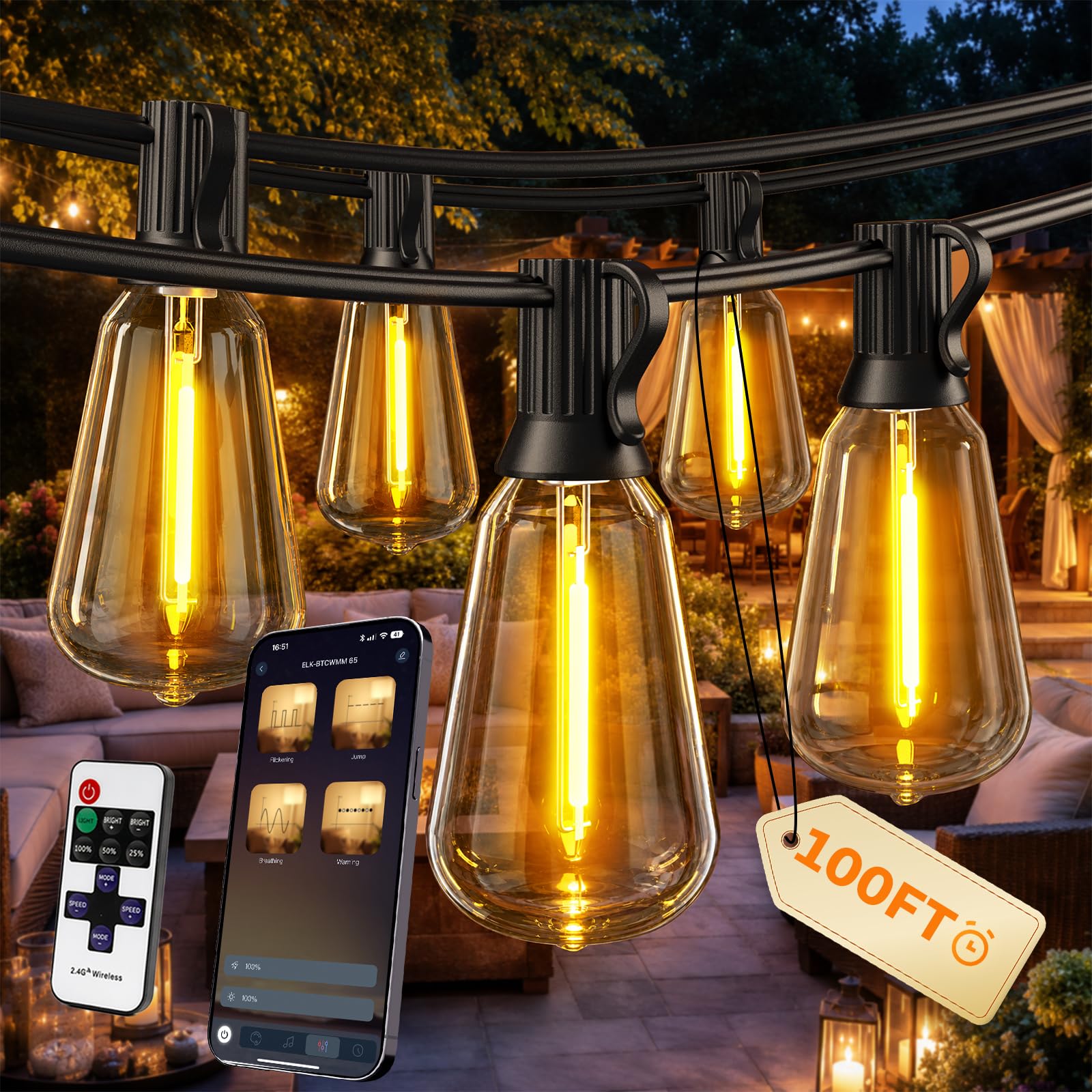Ecoeve 100FT Outdoor String Lights