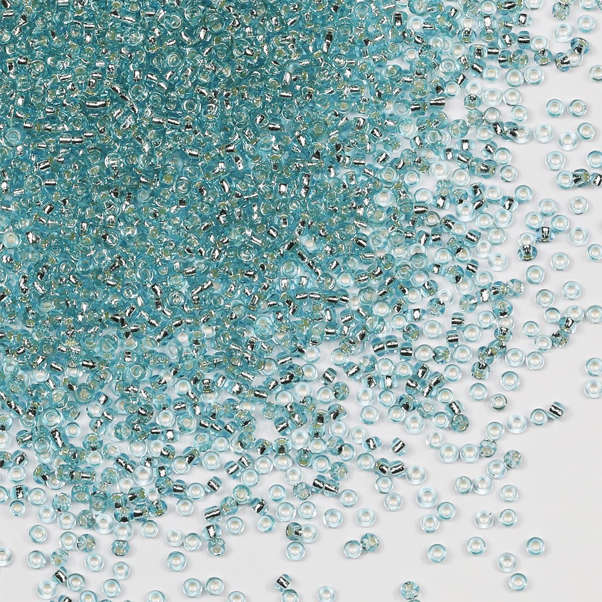 Bulk Seed Beads 110 grams about 9800pcs, 2mm 12/0 Sky Blue Glass Craft Beads for Making Earrings, Bracelets, Pendants, Waist Jewelry,DIY Handmade Seed Beads（Sky Blue Silver Core）