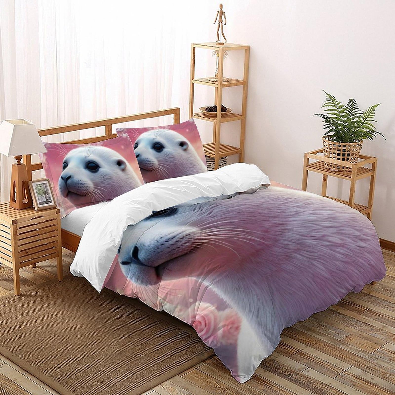 Housse de couette 260x220 Animaux Land avec parure de lit fille 3D en microfibre