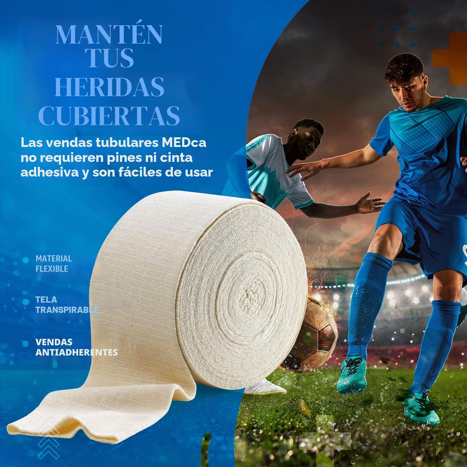 Vendaje elástico de soporte, talla F, caja de 10 m - Color natural (4 "x 33 pies) Vendaje grande para apoyo de rodillas y muslos de mediano a grande, algodón spandex