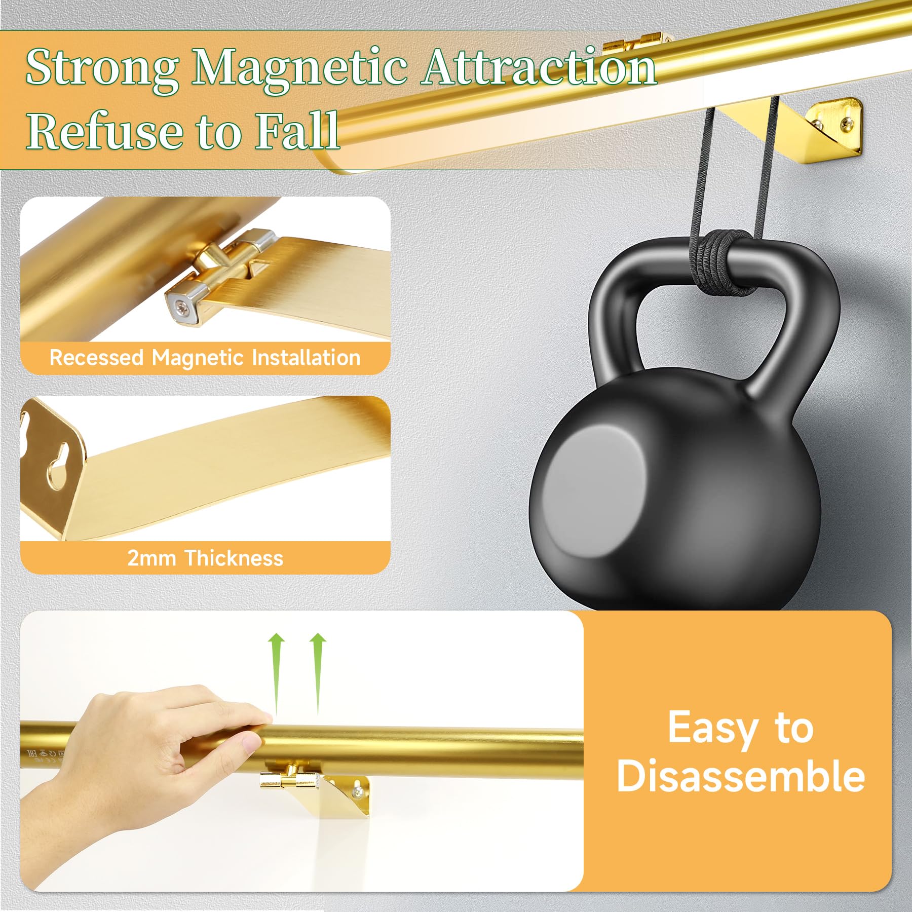 CHENBEN Lámparas de pared inalámbricas con mando a distancia,225° ajustable,4000mAh con batería,regulable/temporizador,17.12inch Lámparas de aluminio para cuadros/marcos/pósters,dorado