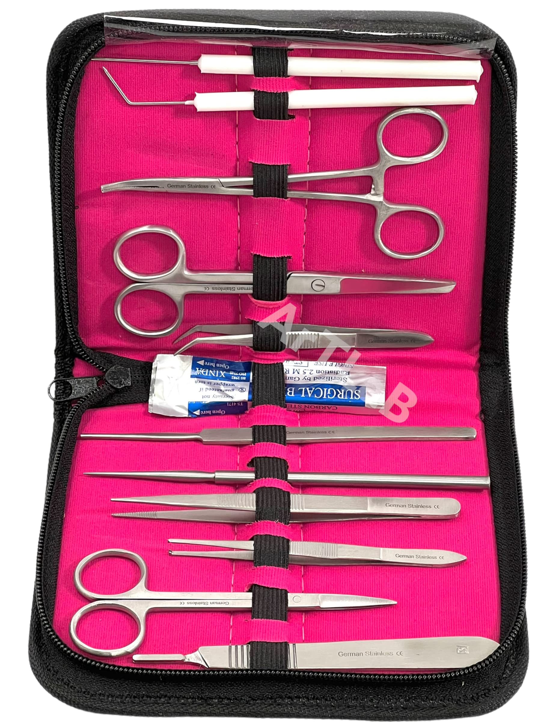 GERMAN DISSECTING KIT OF 12 PCS, SCISSORS FORCEPS PROBE BLADES