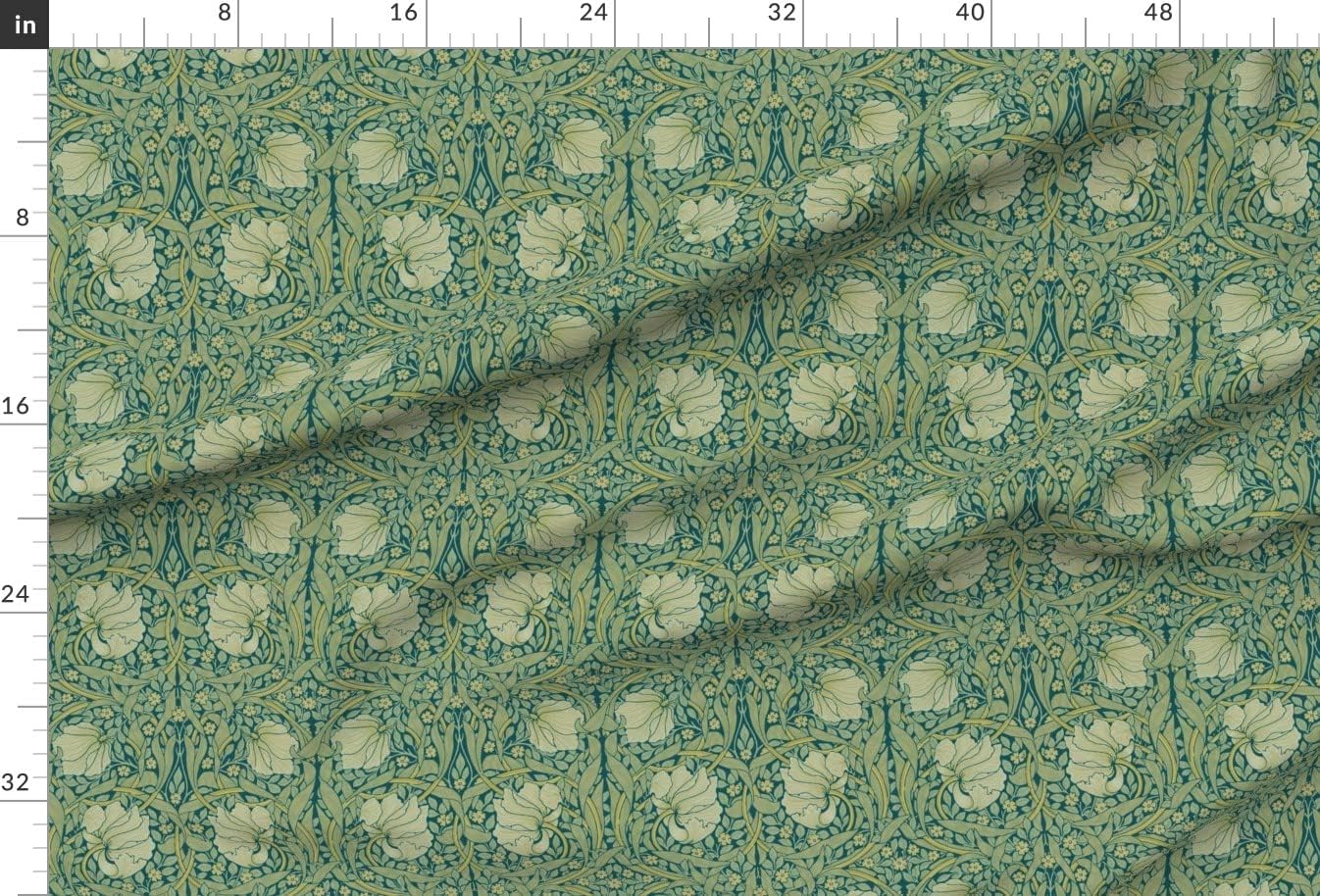Spoonflower Fabric - Art Nouveau Green Blue Spring Floral Antique Victorian Sage Edwardian Printed on Minky Fabric by The Yard - Sewing Baby Blankets Quilt Backing Plush