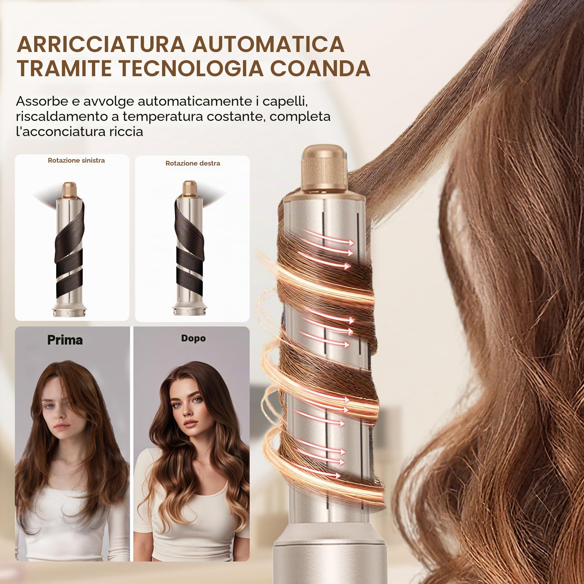UKLISS Set Airstyler 8 in 1, Pro Hairstyler, Spazzola Asciugacapelli Ionica ad Alta Velocità con Airflow, Arricciacapelli Automatico, Spazzola Volumizzante per Tutti i Tipi di Capelli