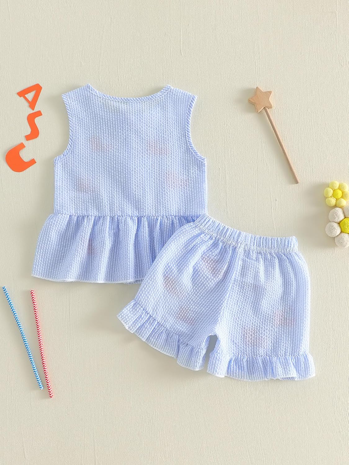 YINGISFITM 4th Fourth of July Toddler Baby Girl Outfit USA American Flag Tank Top Dress Shirt Shorts Independence Day Clothes