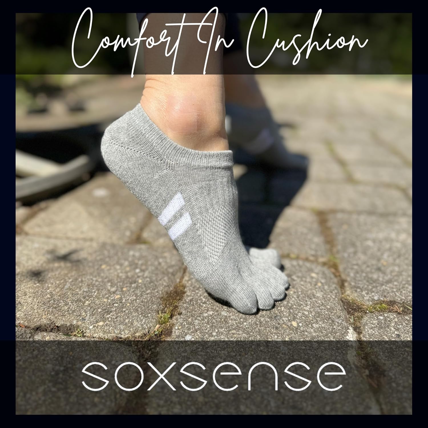 soxsense Cushion No Show Toe Socks For Women Five Finger Socks Low Cut Athletic Running Socks 4 Pairs - Image 8