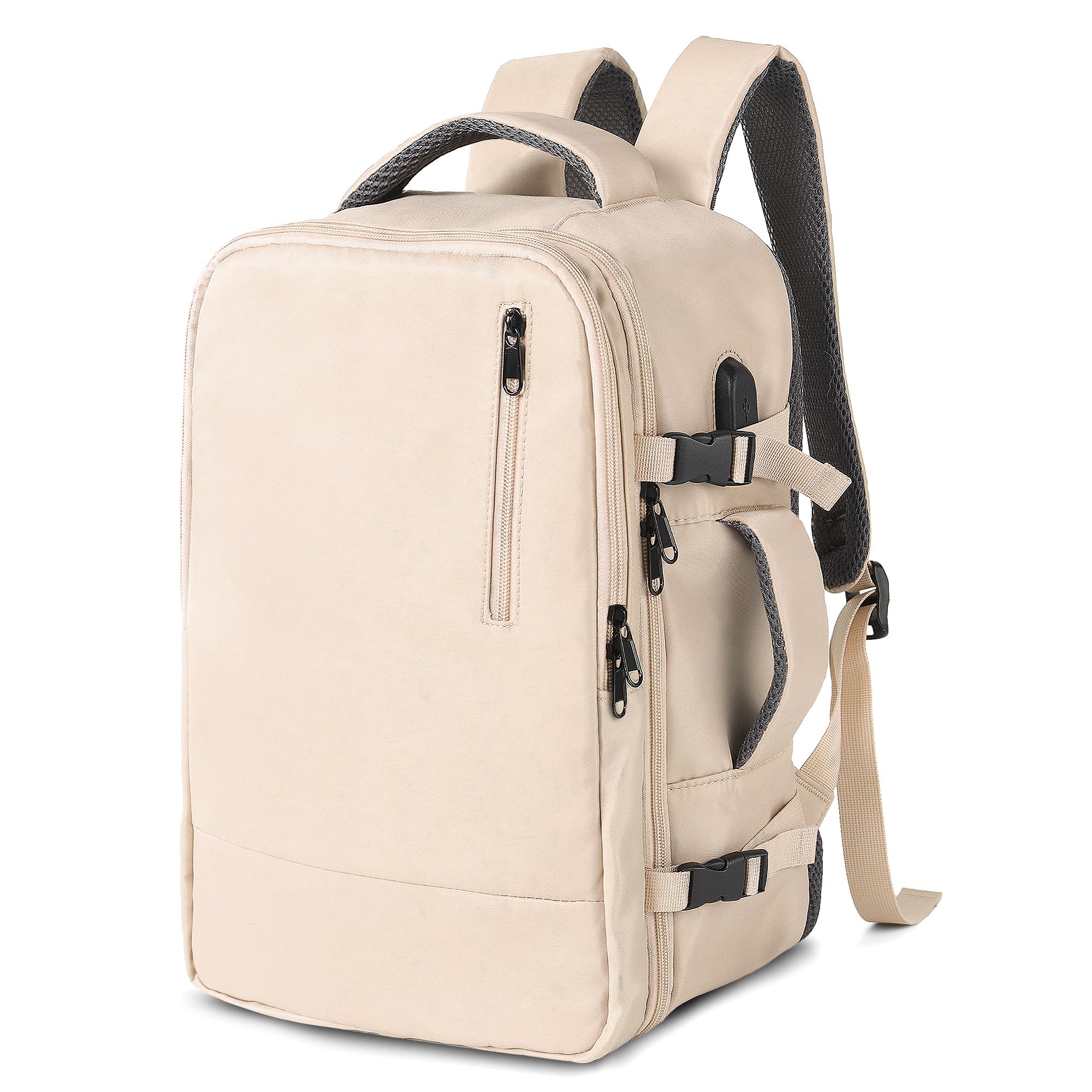 TANTOMI Handbagage-rugzak, reisrugzak, handbagage vliegtuig, 51 x 37 x 18 cm, reisrugzak, uitbreidbare rugzak voor mannen en vrouwen, voor vliegtuig, reizen, outdoor, dagrugzak, donkergrijs