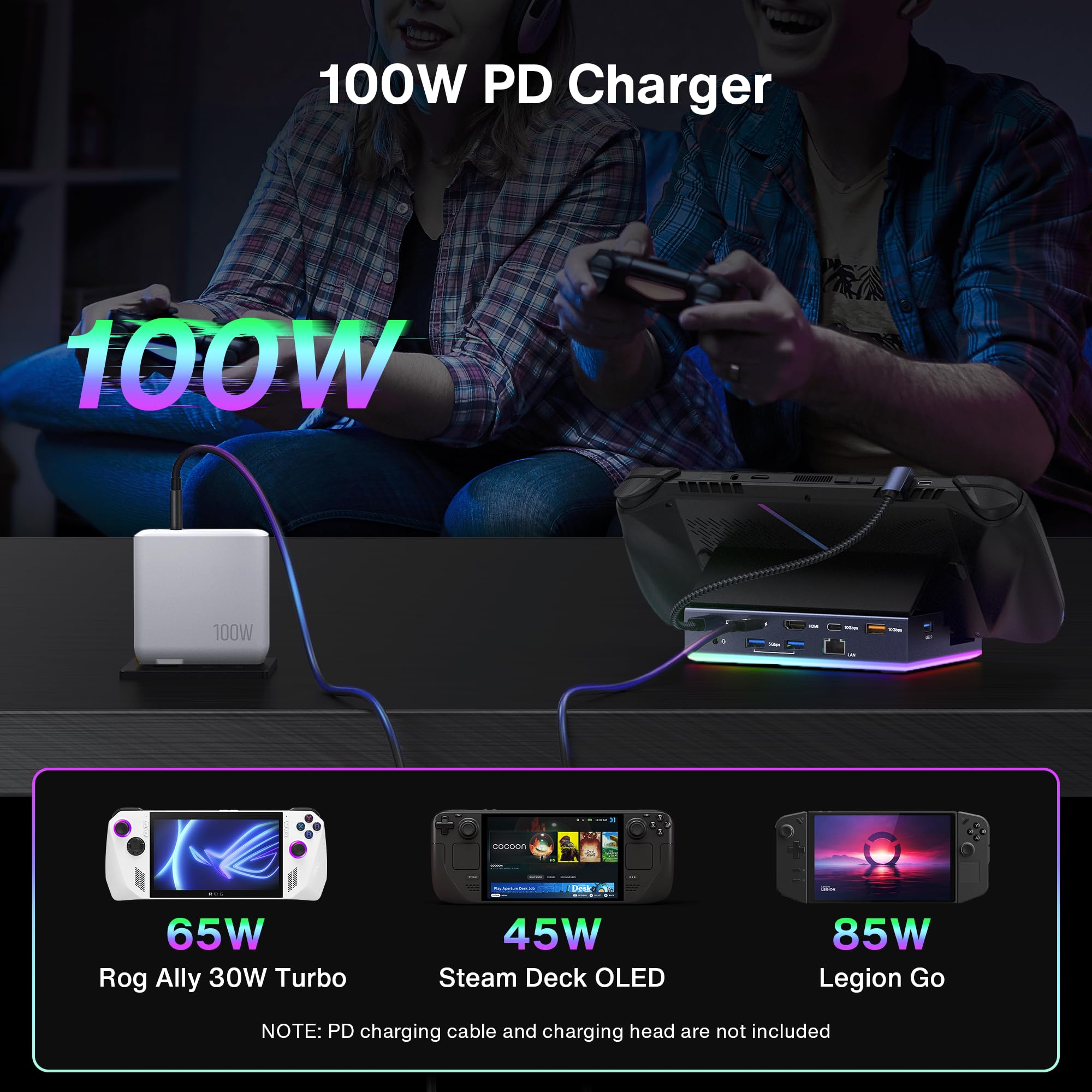 iVANKY 14-in-1 RGB Pieghevole 4K@144Hz ROG Xbox Ally X Dock con Caricatore PD da 100W, USB 3.2 10Gbps, Carica USB-C da 100W, Ethernet 1Gbps, Docking Station per Lenovo Legion go/Valve Steam Deck OLED
