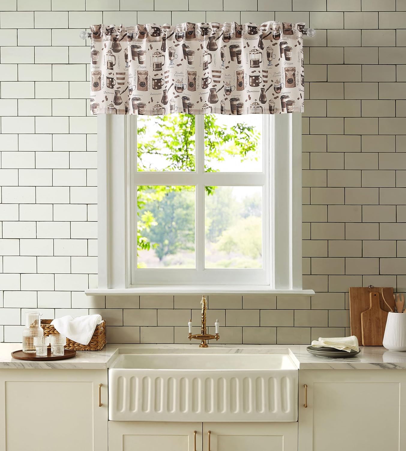 Latte Slub Kitchen Curtains Window Tier Valance Set Farmhouse Short Café Bathroom Window