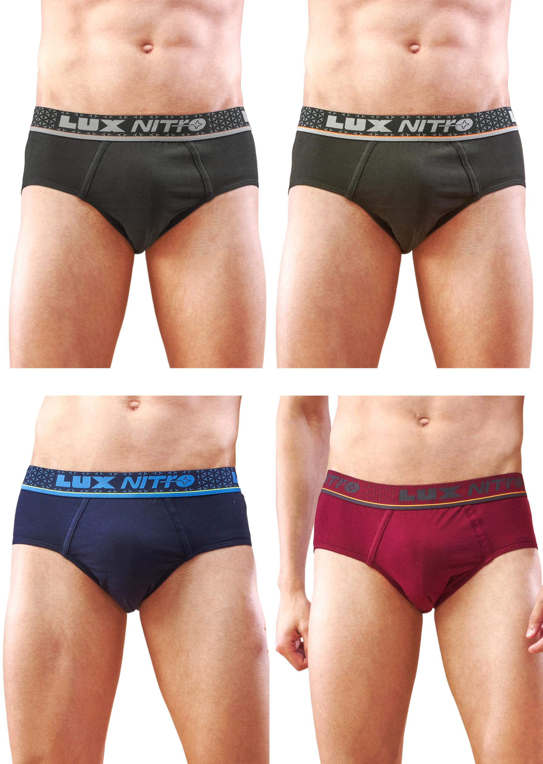 lux nitro Men's Brief | 100% Combed Cotton | Super Soft Outer Waistband | Breathable & Everyday Comfort Pack of 4-picture-34