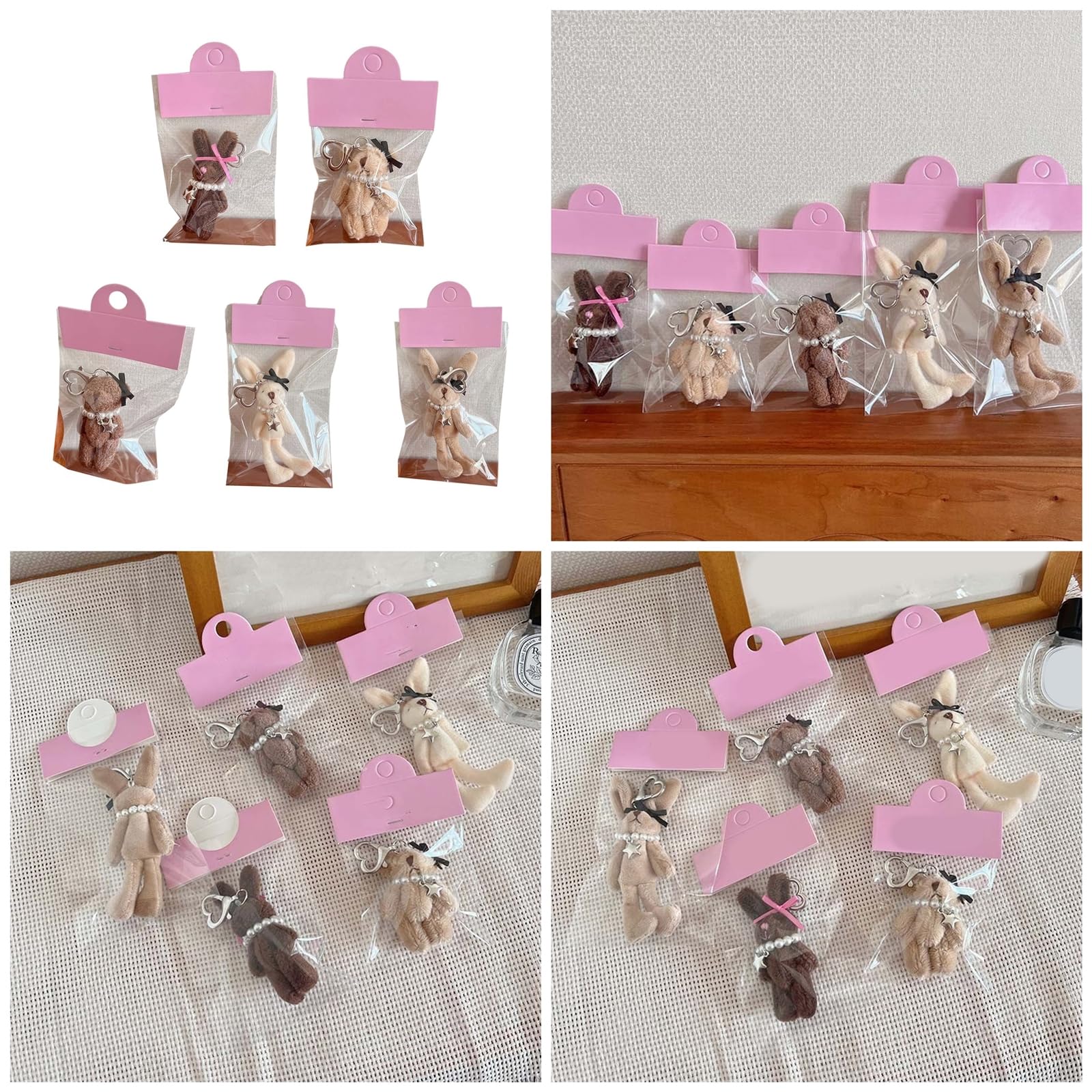 SANGXIU Cartoon Keychain Bear Doll Pendant Keyring Delicate Bowknot Ornament Backpack Decoration For Bag Purse Key