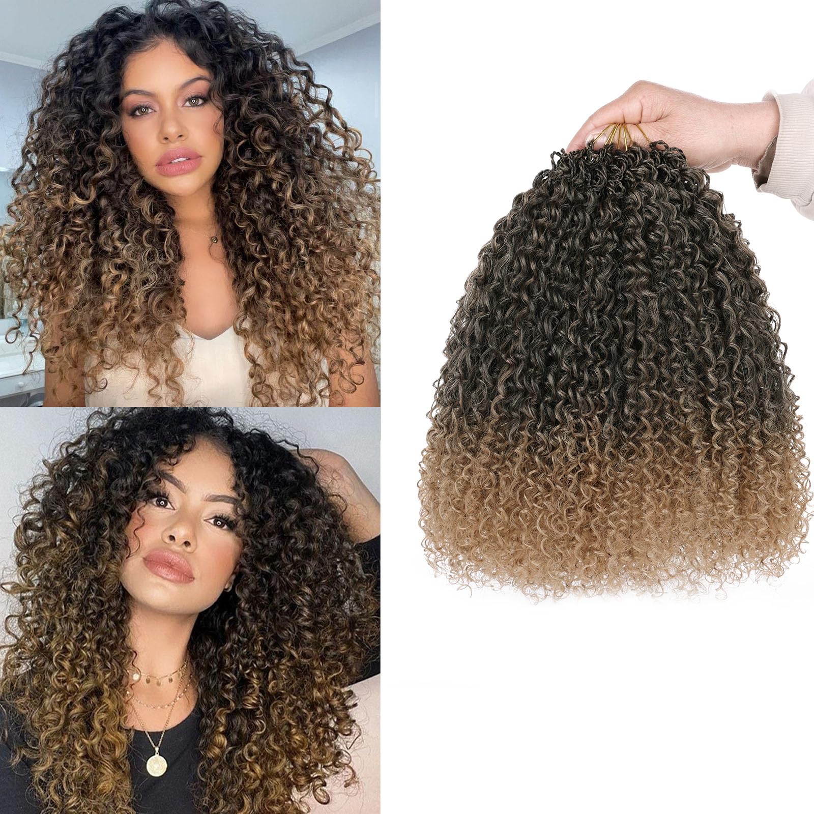 Samtress Pre Looped Micro Curly Twist Crochet Hair for Black Women 12 Inch 8 Packs Micro Twist Kinky Curly Crochet Hair Synthetic for Black Women (#T27)