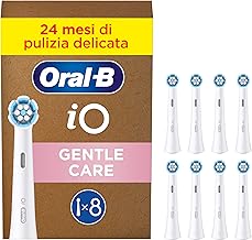 Oral-B Testine di Ricambio iO Gentle Care Bianche, Testine Rotonde Originali per Gengive Sensibili, Setole angolate per rimuovere la placca 8 Testine