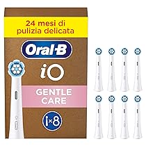 Oral-B Testine di Ricambio iO Gentle Care Bianche, Testine Rotonde Originali per Gengive Sensibili, Setole angolate per rimuovere la placca 8 Testine