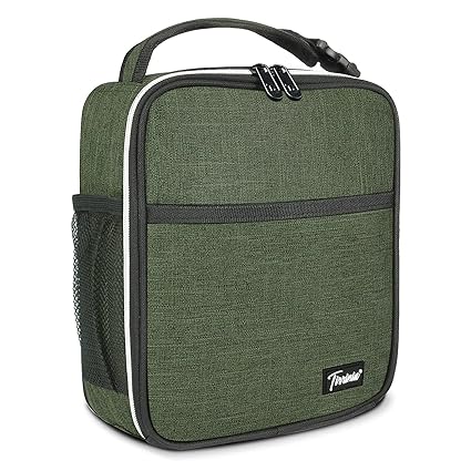 Small Insulated Lunch Bag for Men Women, Mini Portable Reusable Thermal Lunch Box Cooler Tote for Adults & Kids, Green