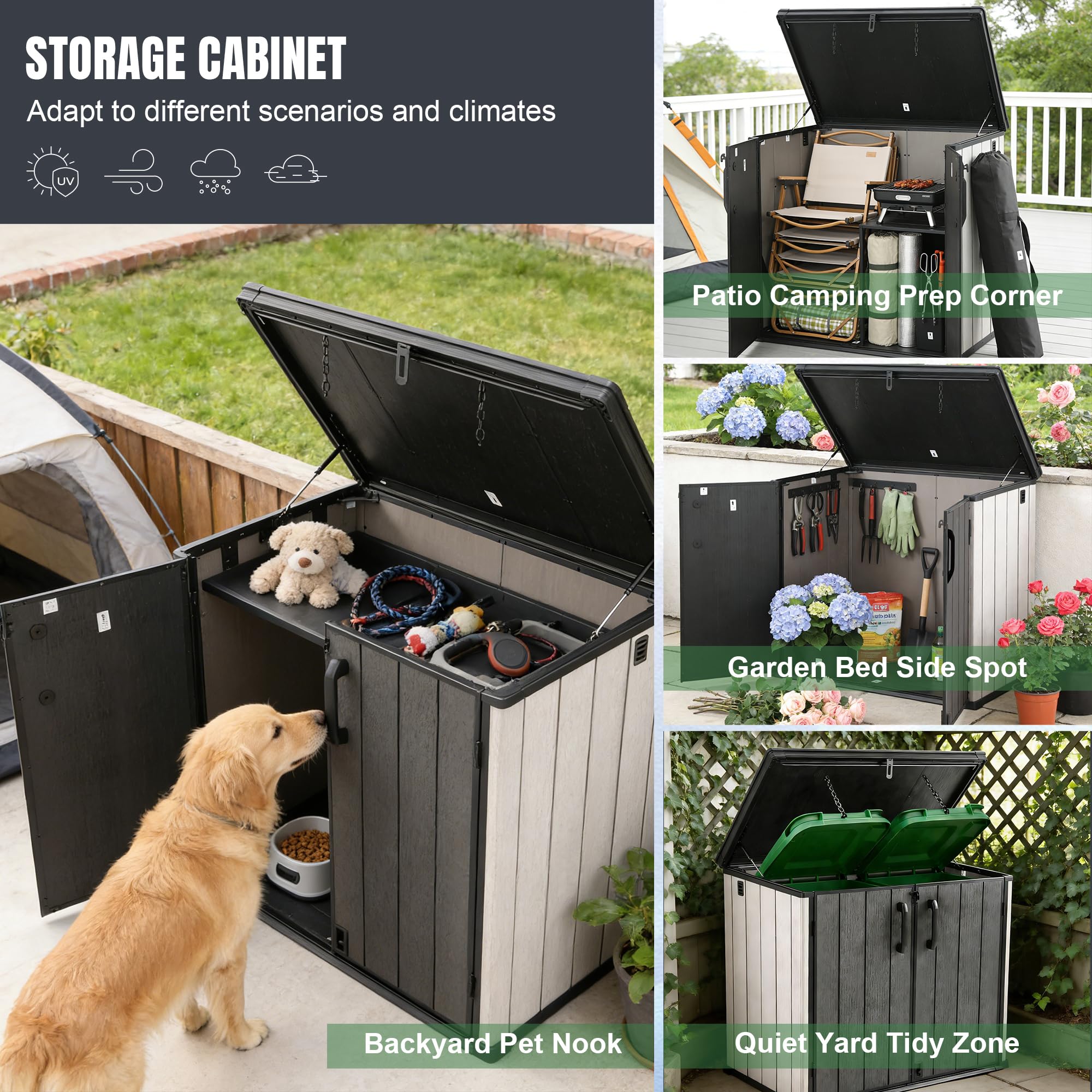 Aweather 1200L Heavy-Duty Lockable Weather-Resistant Sloped-Roof Dual-Open Storage Box 142 x 86 x 121cm - Multi-Purpose Indoor/Outdoor Storage for Cushions, Tools, Toys | Patio, Backyard Chest — view 7