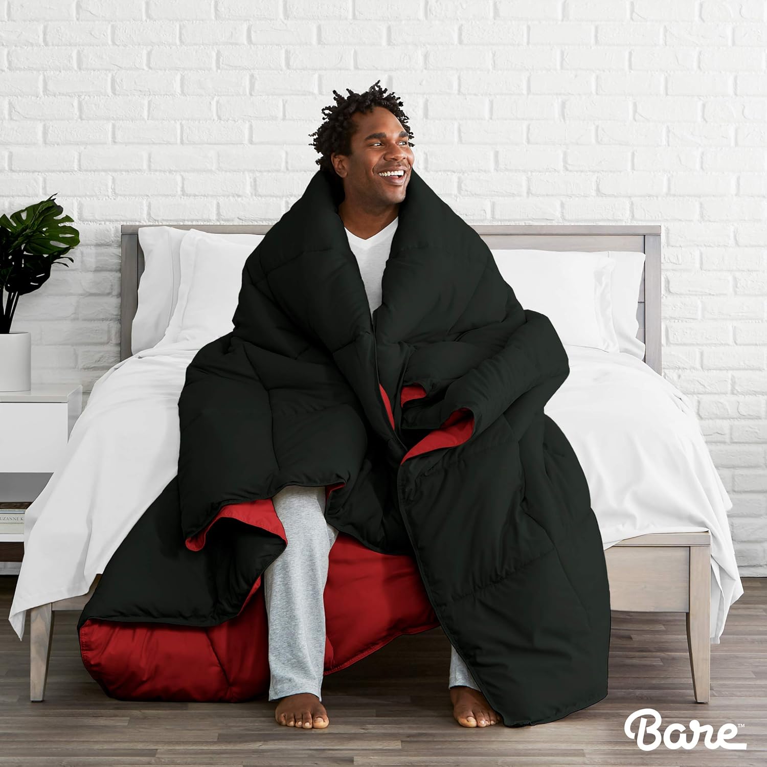 Bare Home Full Comforter - Reversible Colors - Goose Down Alternative - Ultra-Soft - Premium 1800 Series - All Season Warmth - Bedding Comforter (Full, Black/Red) : Home & Kitchen