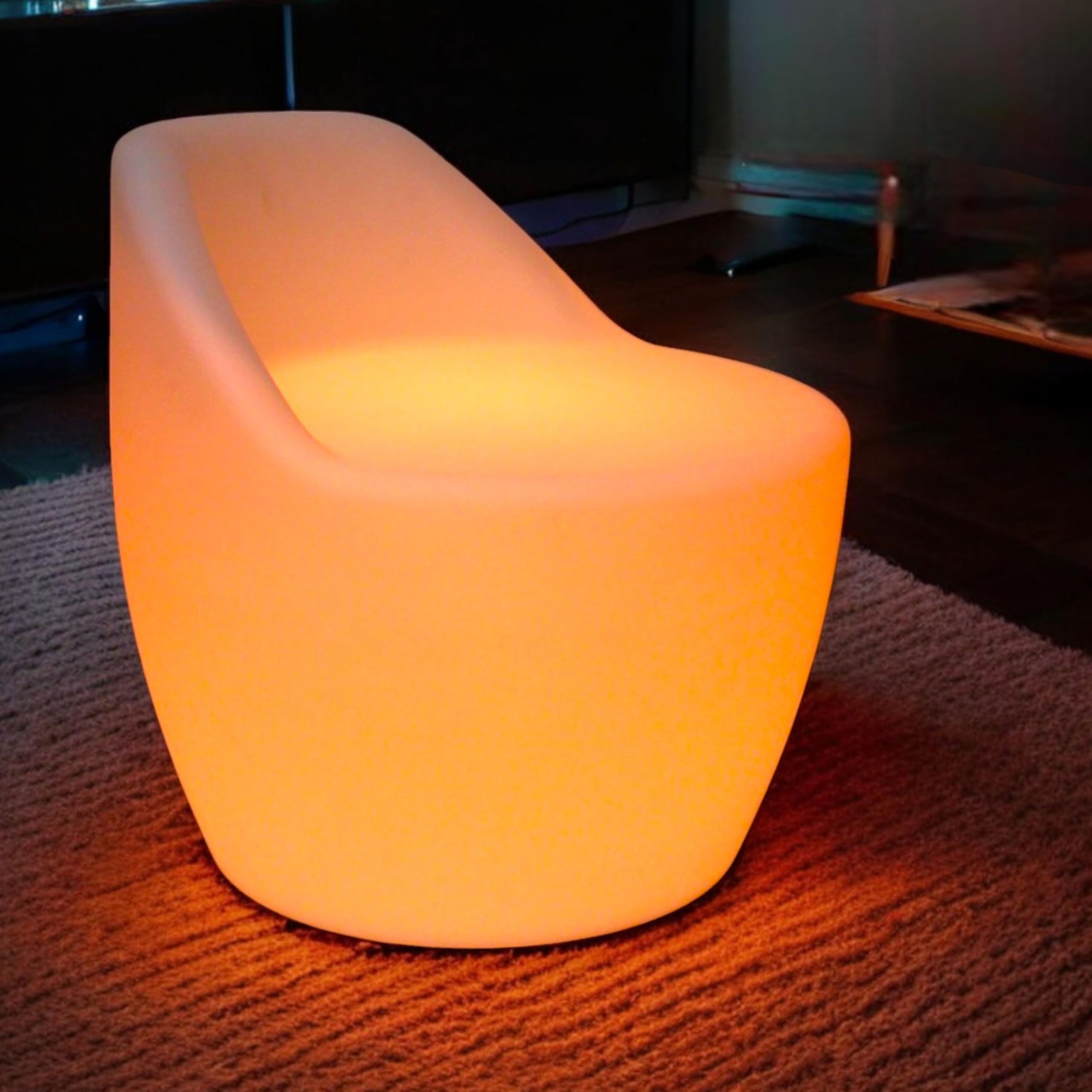 Poltrona da cocktail a LED con illuminazione, 16 colori, batteria e telecomando, per interni ed esterni, giardino, balcone, terrazza, mobili moderni, 56 x 54 cm, in plastica