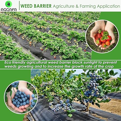 Miniatura 5 de AGGAFA Tela de barrera de malezas resistente de alta calidad de 3 x 50 pies para paisajismo, agricultura, jardinería y agricultura. Tejido duradero