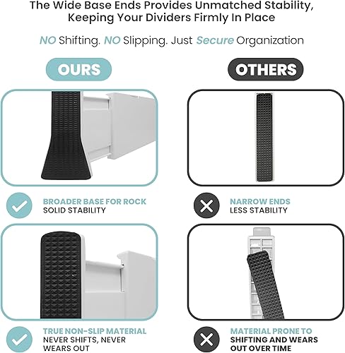 Miniatura 3 de RAPTUROUS Separadores de cajones ajustables, 8 pulgadas de alto, ampliables de 13.35 a 22 pulgadas, paquete de 6, antideslizantes para cajones