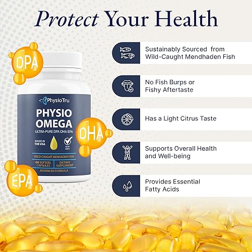 Miniatura 4 de Physio Omega - Suplemento Omega 3 - De origen sostenible - con DPA, EPA y DHA - Aceite de pescado sin eructos - Paquete de 4