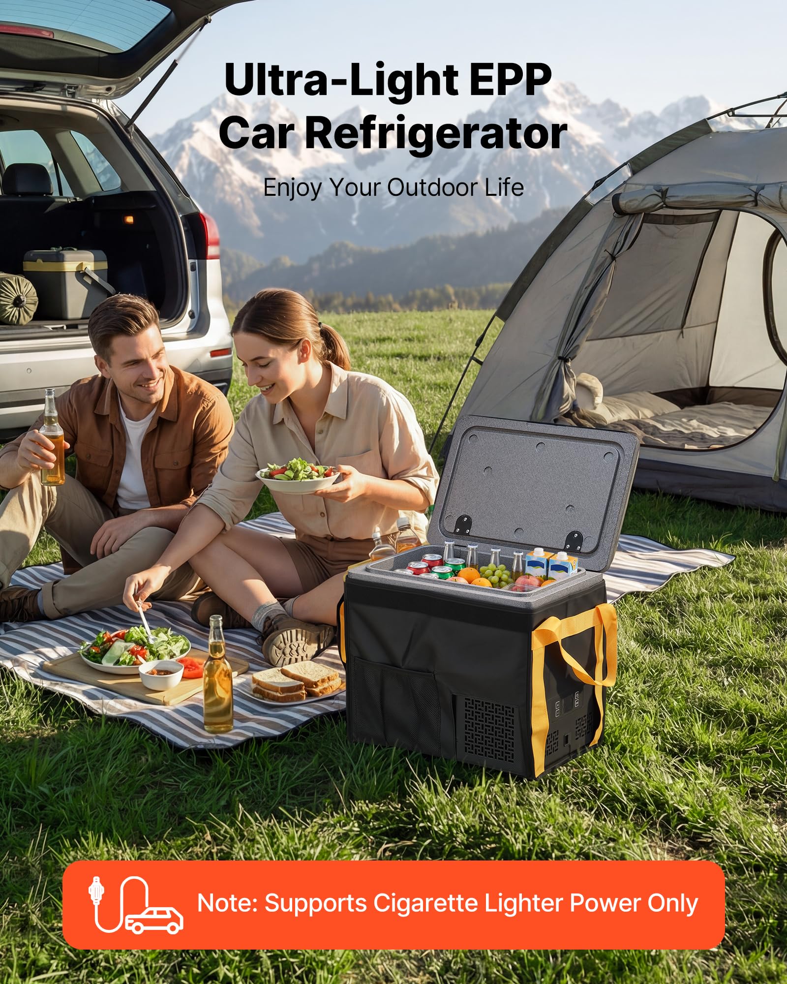 VEVOR Frigorifero Portatile da Auto, Frigorifero per Auto Capienza 20 L in EPP, Congelatore Elettrico da Auto Controllo APP -10°C a 10°C, per Camion Furgoni Camper SUV Barche Viaggio Campeggio