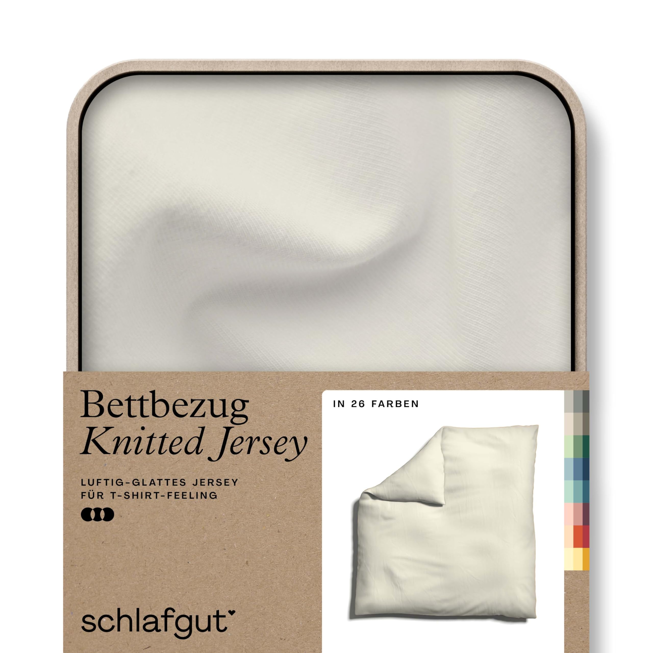 schlafgut Knitted Jersey Bettwäsche 135x200cm Bettdecke Bezug einzeln, Multicolor Uni, weich und faltenfrei mit Elasthan (Yellow Light, 200x200)