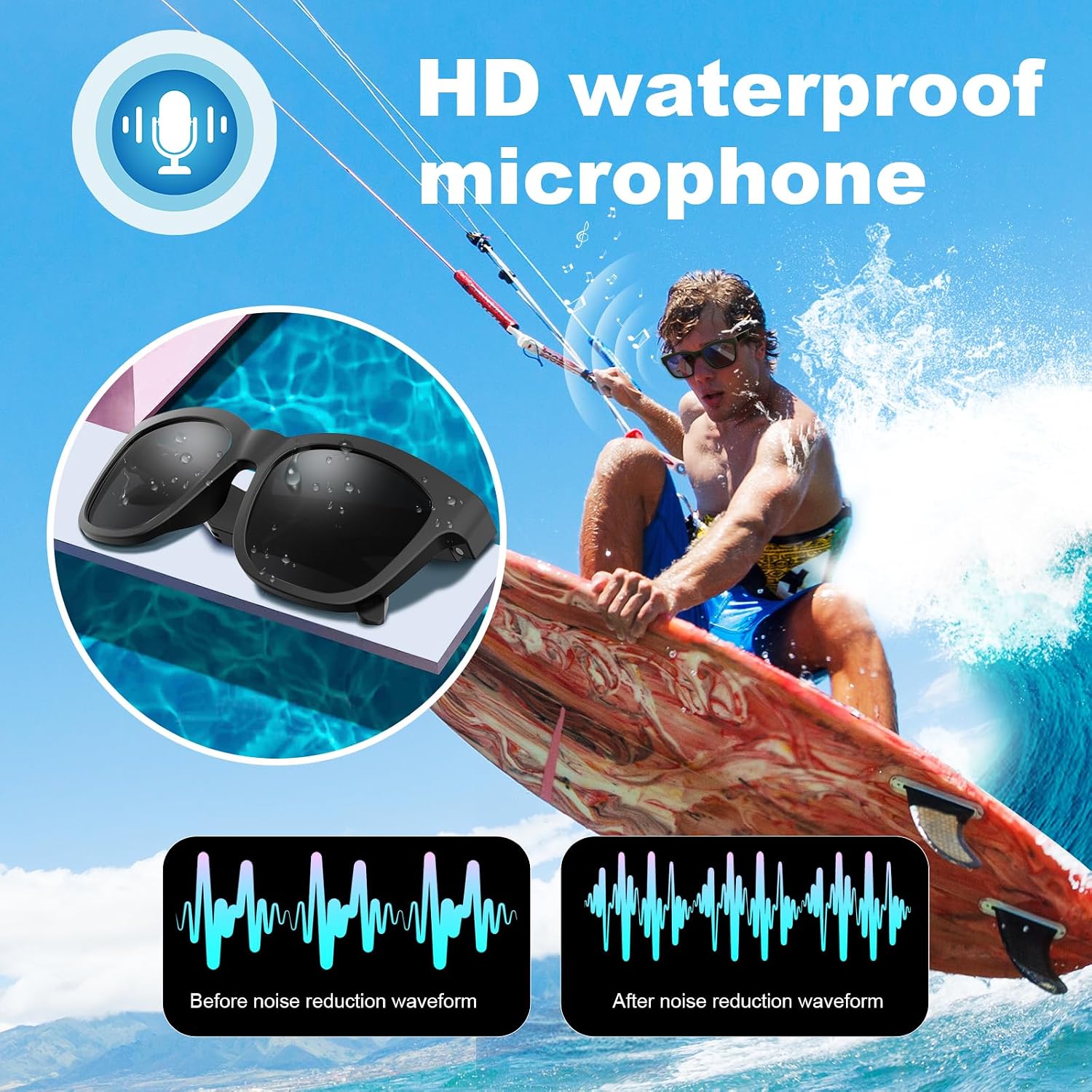 TnoxHD Smart Glasses, Bluetooth Sunglasses with Speakers, Wireless Audio Glasses for Men Women