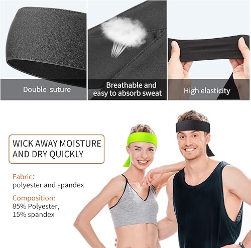 Miniatura 6 de 12 diademas de tenis unisex para la cabeza seca, para baloncesto, correr, tenis, karate, atletismo