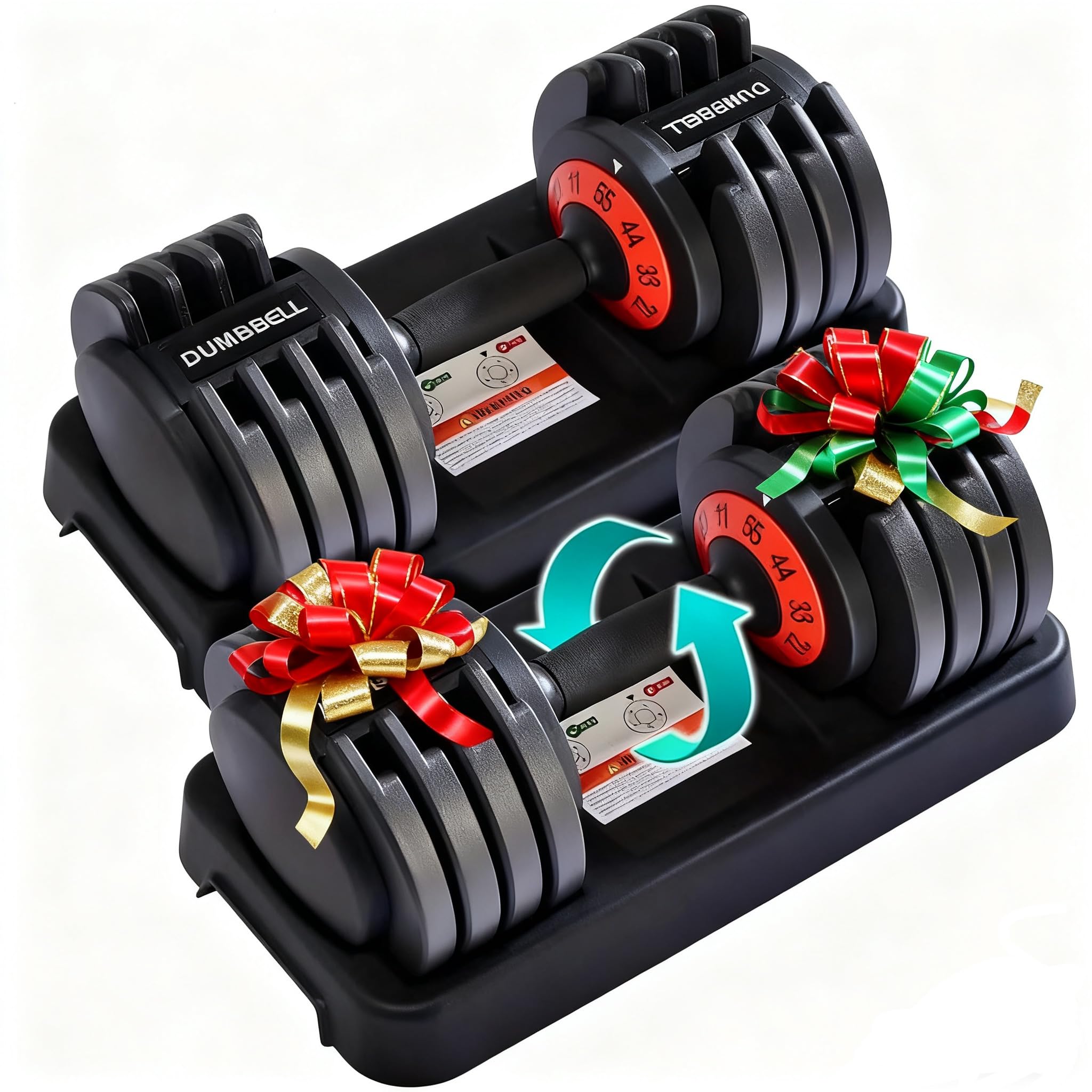 Adjustable Dumbbells 55LBS Dumbbell Set with Tray for Fitness,1-Sec Adjustable Weights Dumbbells Set,with Anti-Slip Texture Handle, Weight Set For Home Gym Suit both Men and Women