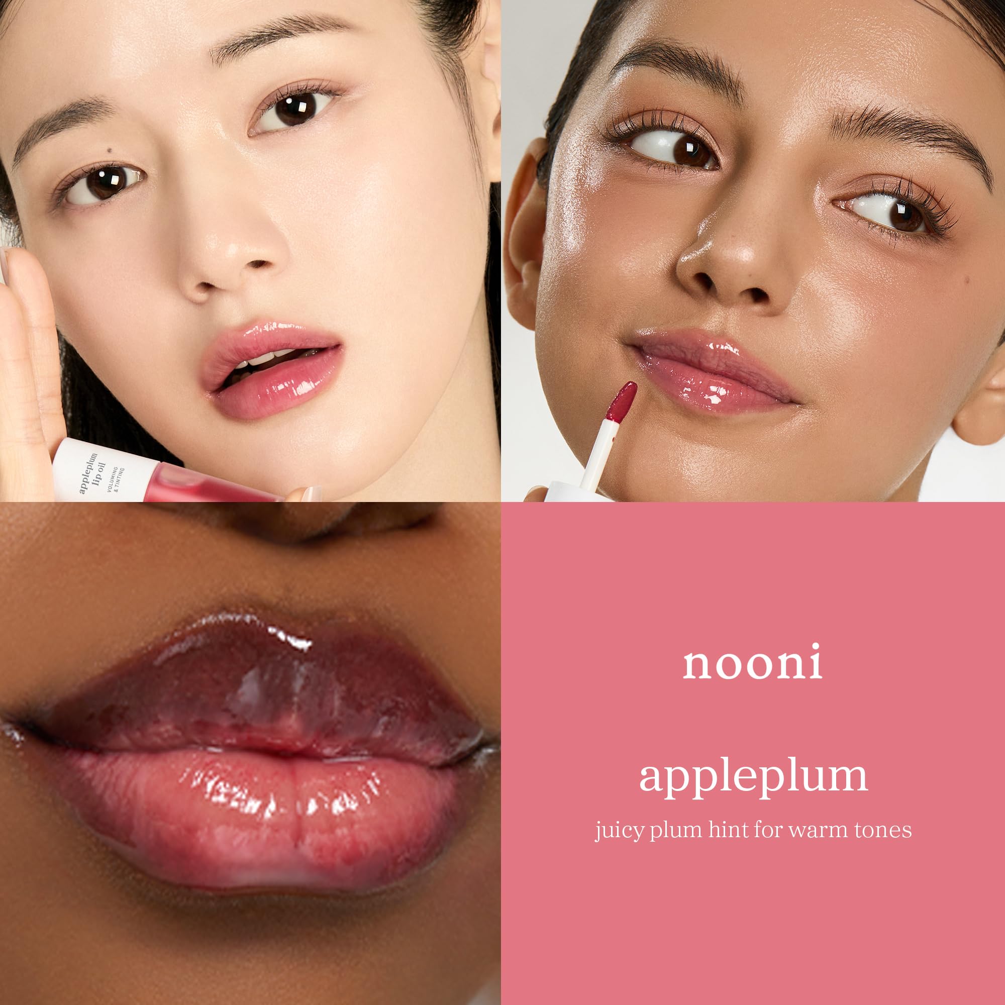NOONI - Aceite coreano vegano para labios Appleplum | Tinte labial, de larga duración, hidratante, rellenador, revitalizante para labios secos, apto para viajes, impermeable, sin necesidad de retirar