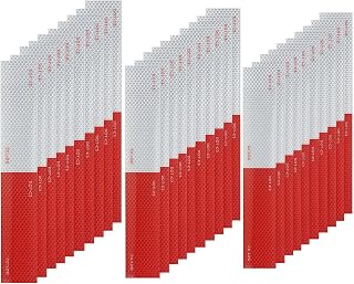 Reflective Tape 30 PCS - 2"x12" Red/White DOT-C2 Waterproof Self-Adhesive Safety Stickers, High-Strength Reflector Tape for Trucks/Trailers/Bikes/Construction/Police/Outdoor Warning Signs