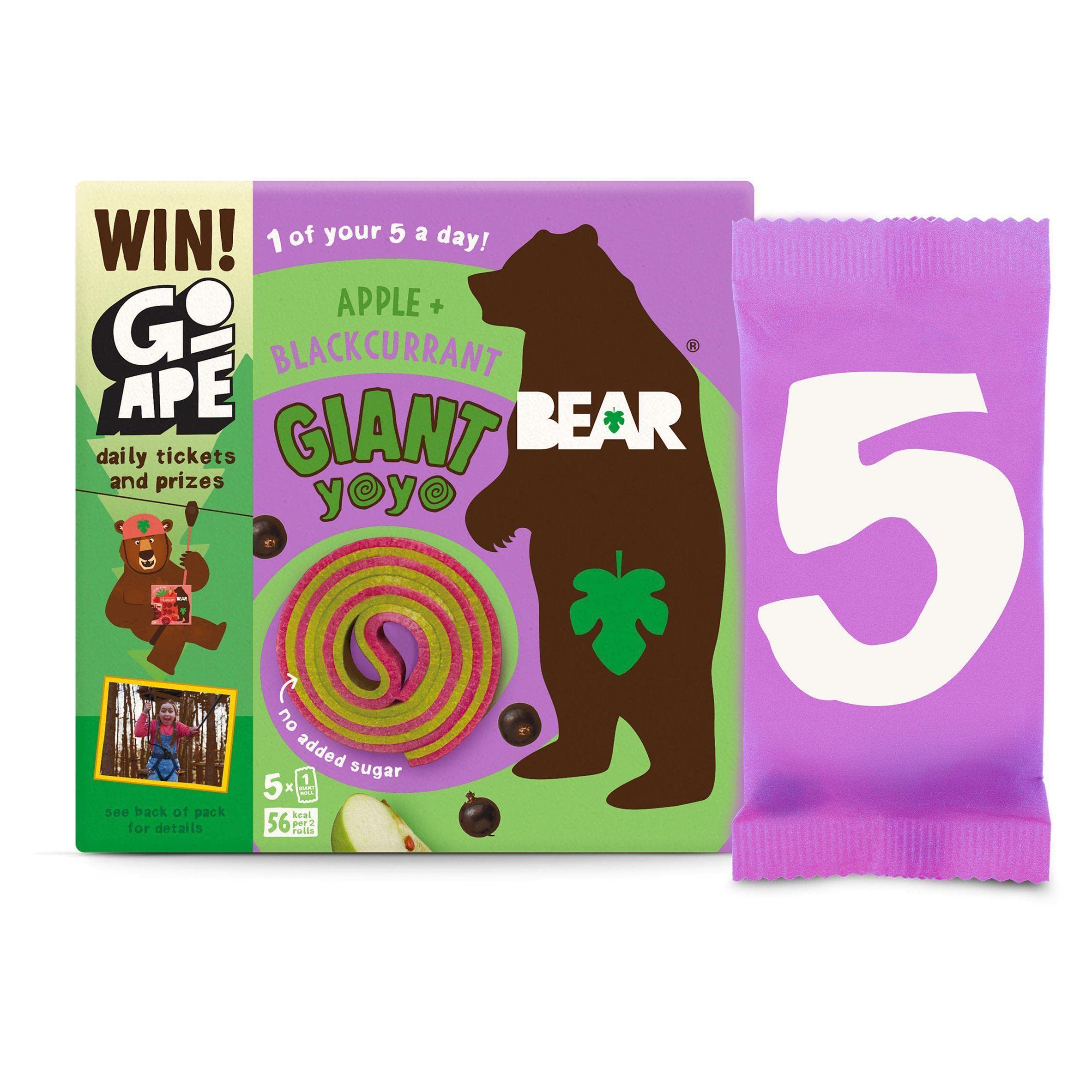 GIANT Apple & Blackcurrant Yoyos - Dried Fruit Rolls - Healthy - Vegan - 20g (5 packs)