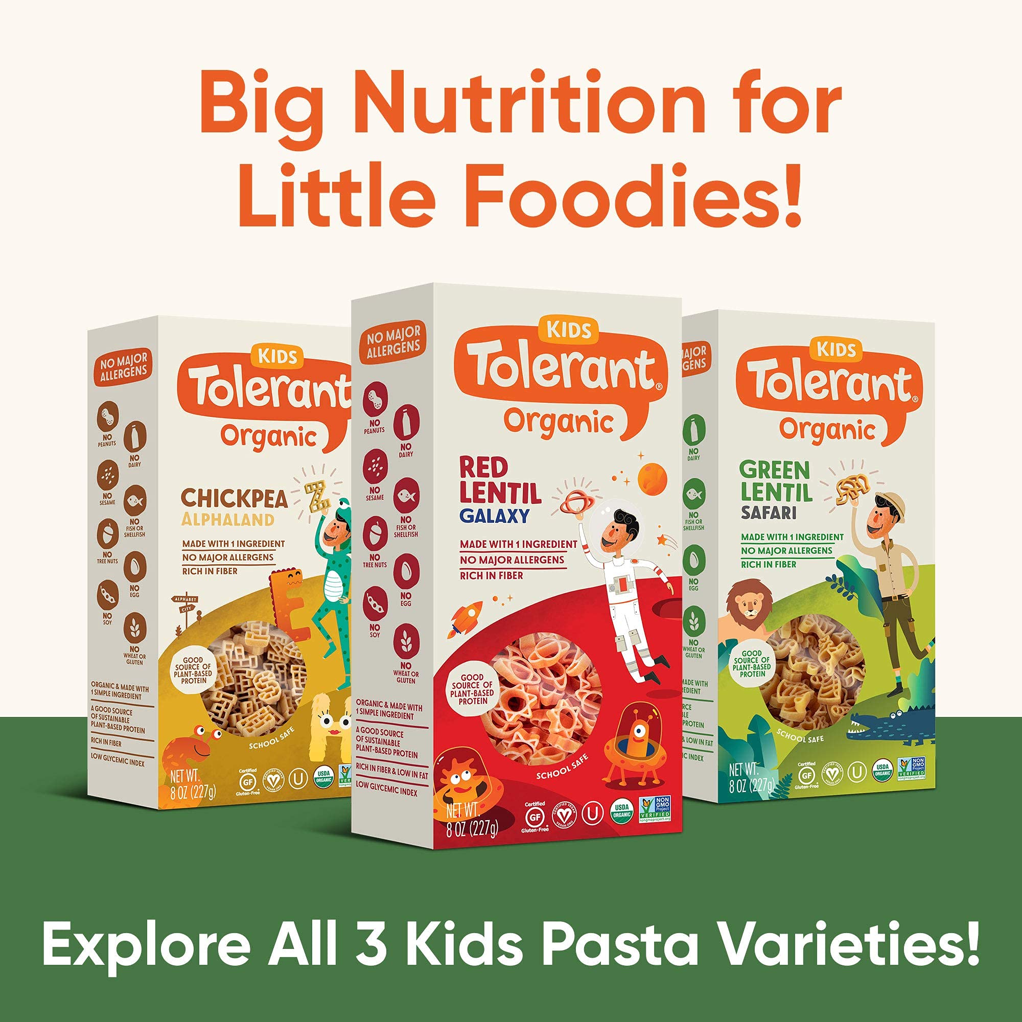 Tolerant Organic Kids Red Lentil Galaxy Pasta, 8 Ounce Box (Case of 6