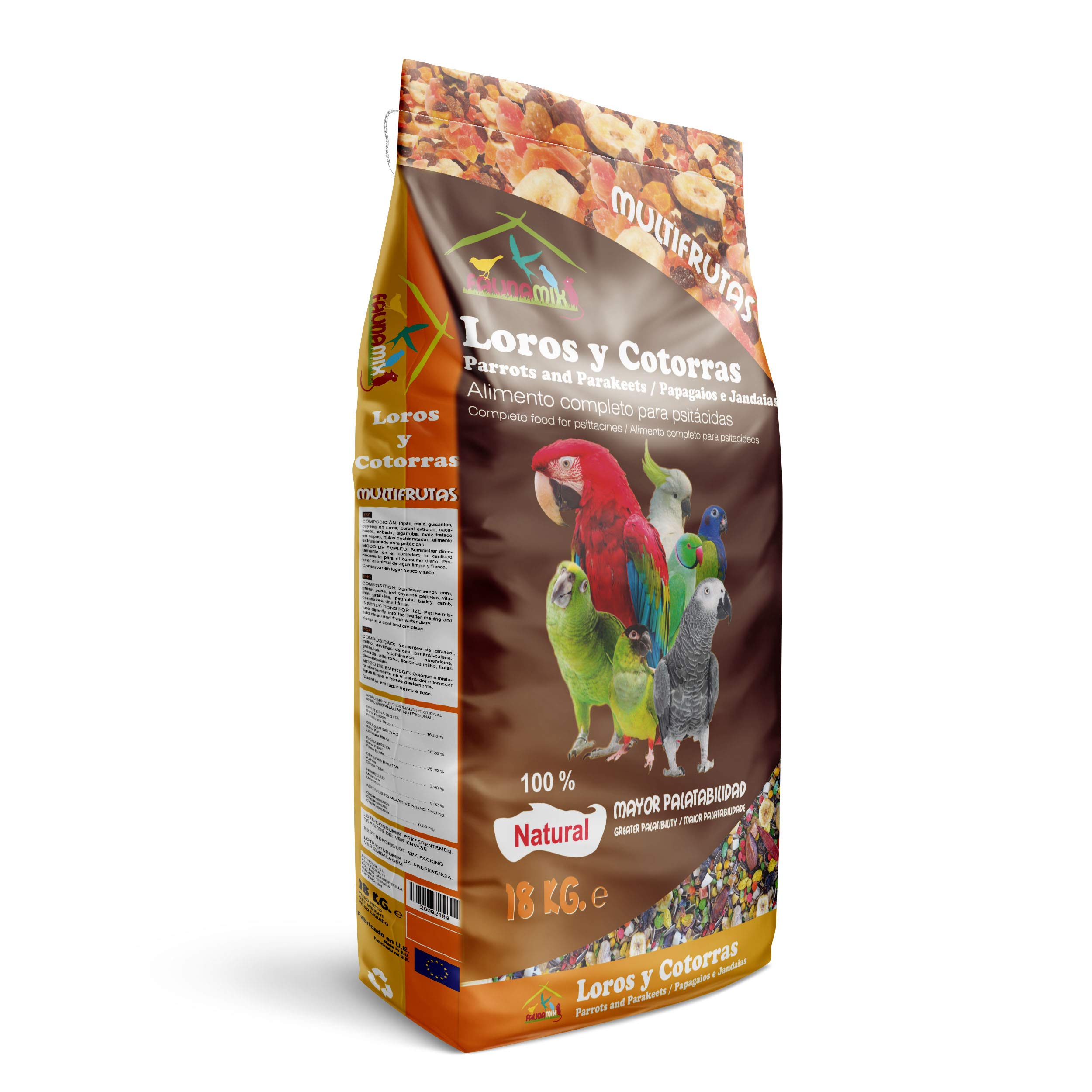 Alimento multrifrutas para Loros (18 kg.)