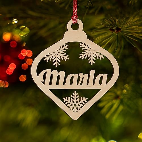 Personalized Christmas Ornaments wName, Lamp Shaped, 4.5", Engraved Snowflake Ornaments for Christmas Tree, 2023 Xmas Ornament with Optional Gift Box disponible en Yaxa El Salvador