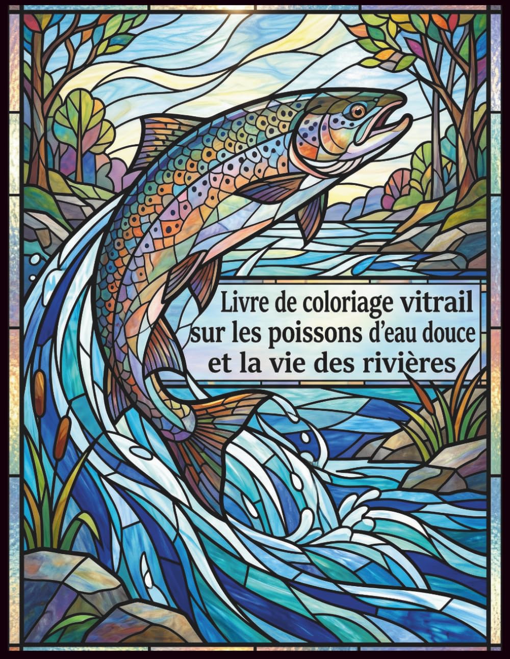 Livre de coloriage vitrail sur les poissons d’eau douce et la vie des rivières: Livre de coloriage anti-stress avec poissons d’eau douce, vitraux ... de rivière et scènes naturelles pour adultes