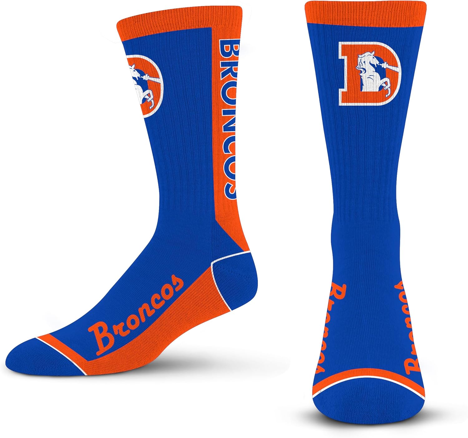 For Bare Feet NFL Classic DENVER BRONCOS MVP Crew Sock Team Color Large