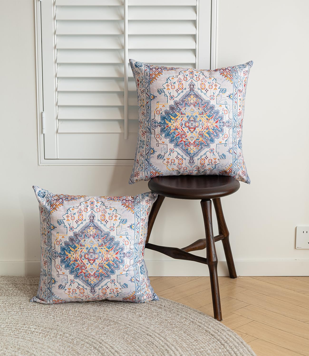 Vorysum Cushion Covers 45x45 cm Pack of 2 Short Plush Soft Decorative Cushion Covers 18"x18" White Modern Boho Decorative Retro Throw Pillow Covers for Sofa Living Room Outdoor Garden - Image 3