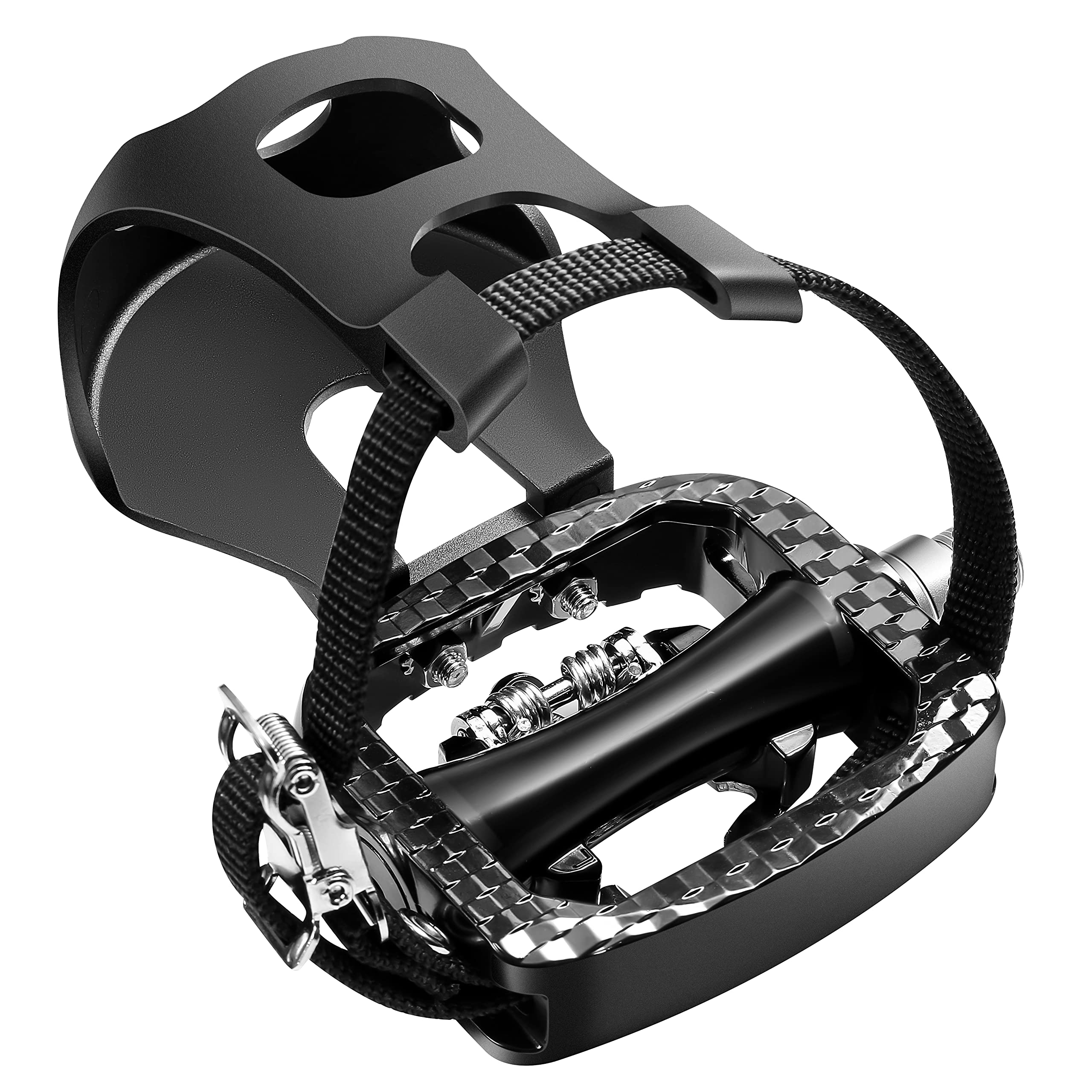 Spin Bike Pedals Shimano SPD Compatible 9/16'' Spindle Bike Pedals with Clips and Straps for Spin, Exercise, Peloton Bike (P02 Spin Bike Pedals)