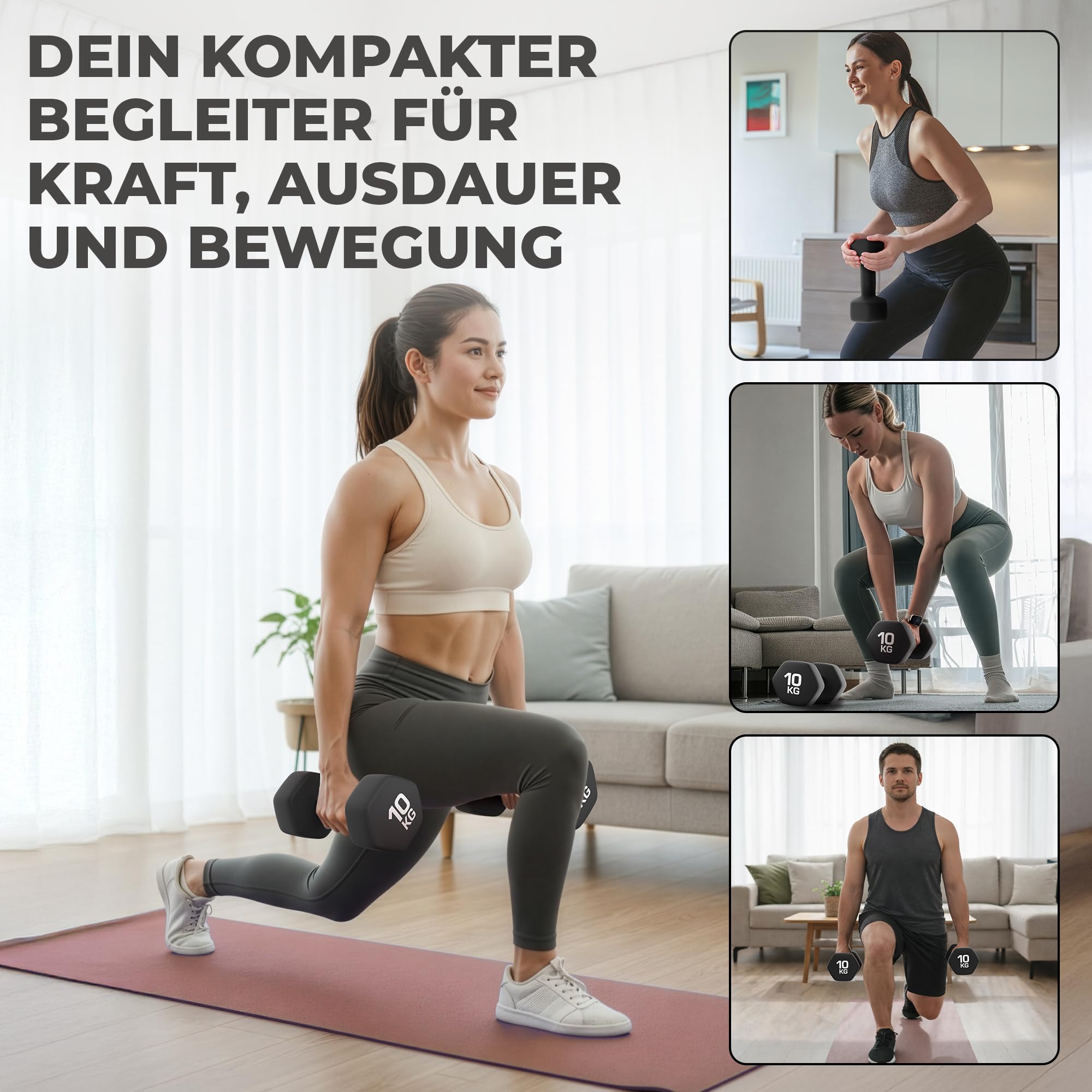HQ Germany® Hanteln Set [geruchsfreie Pastellfarben] - Hanteln 2 Stück für Pilates und Kraftraining, Hantelset Home Gym, Dumbbells, Gewichte Hantel, Hantel Set, Kurzhanteln, Handeln für Frauen - 5