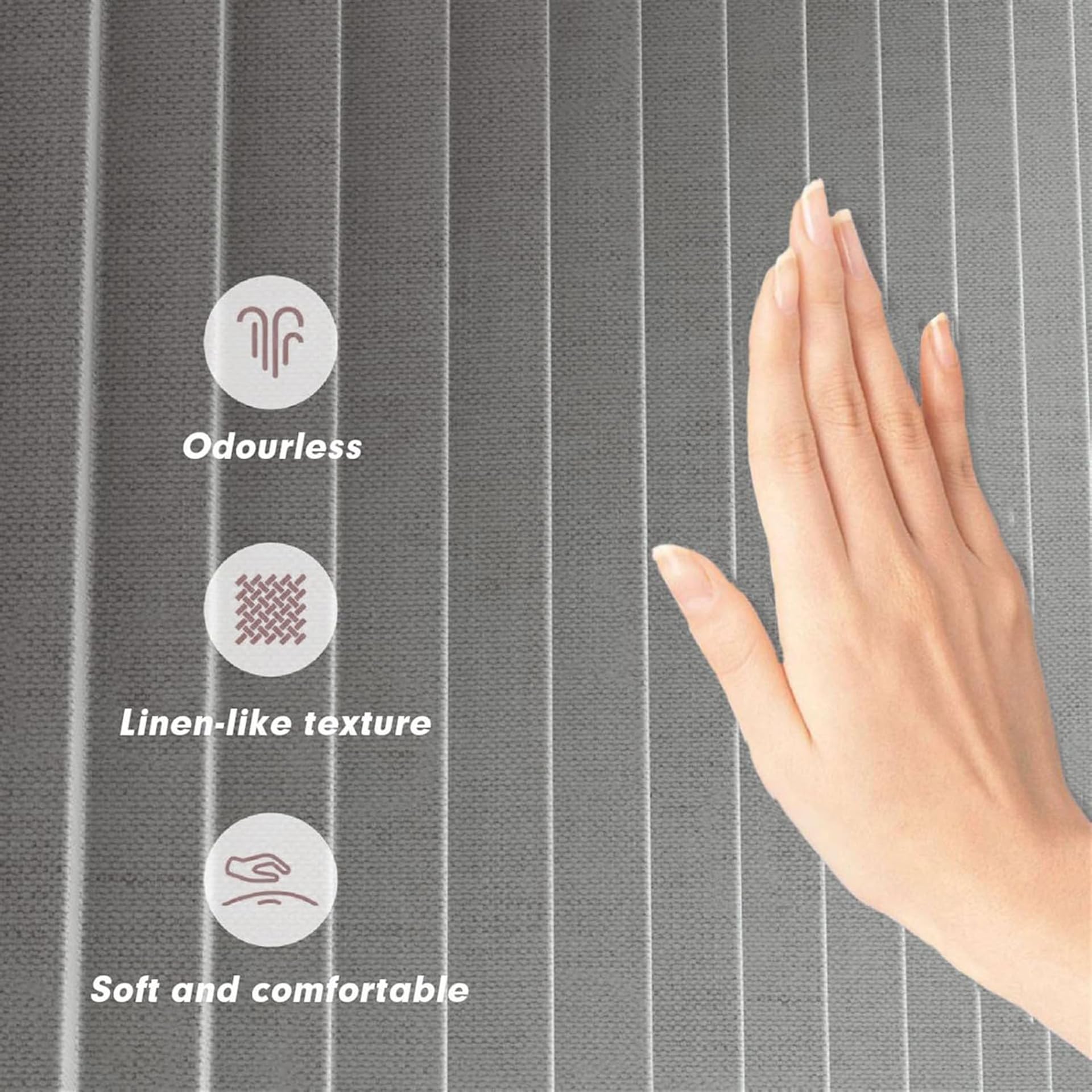 YIHANGG Imperméable Pliable Résistant Rideau de Douche avec Crochets, Sangle Magnétique Résistant aux éclaboussures, Anti-moisissure Lin Rideau de Douche pour Salle de Bain(W240 × H200cm,Gray)
