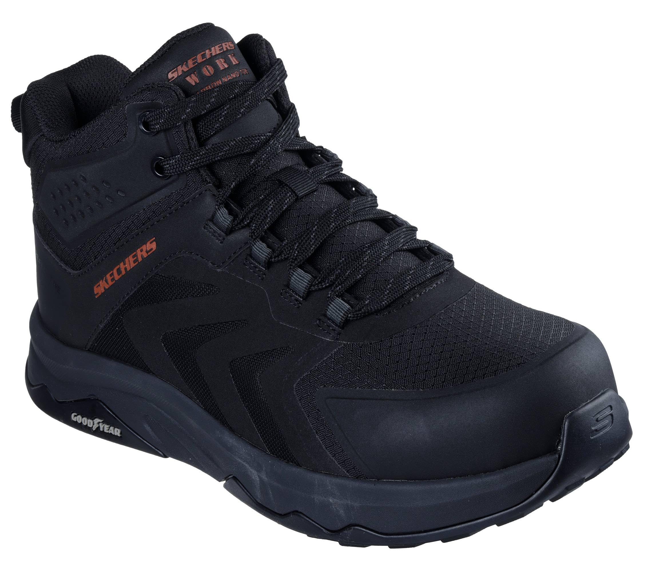 Skechers Men's Speed-Flex Trekker Nordown Work Shoes, Black Red Trim Textile/Synthetic, 8 UK