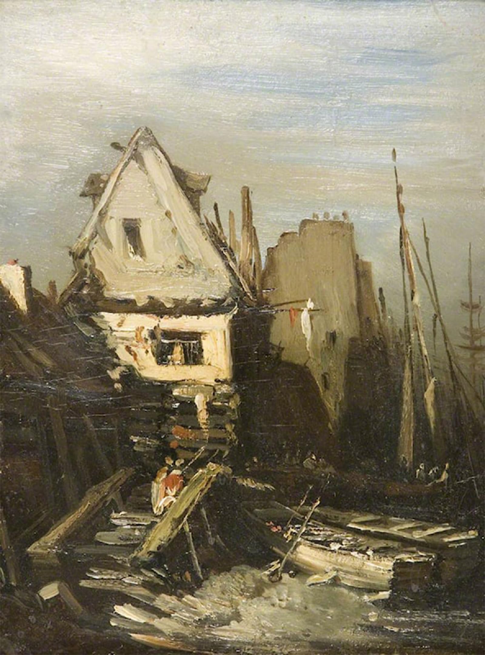 ARTXLXXBN Famous Prints Artwork Pictures Poster Painting Art the Norman Port by Eugene Isabey Artwork Landscape Pictures for Home Decor 60x90cm