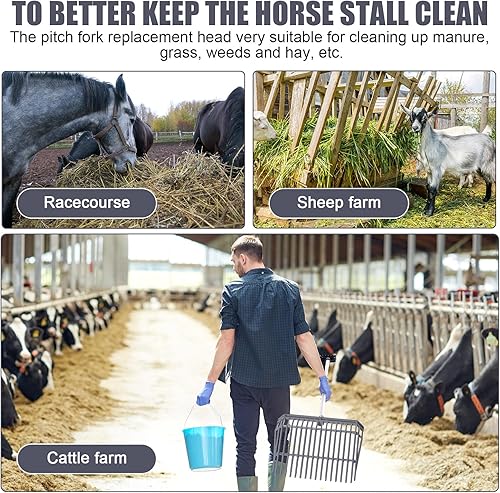 Miniatura 5 de 6 piezas de cabezal de horquilla de estiércol a granel 18 dientes de paso, cabeza de repuesto con tornillos y tuercas, cabezal de repuesto de