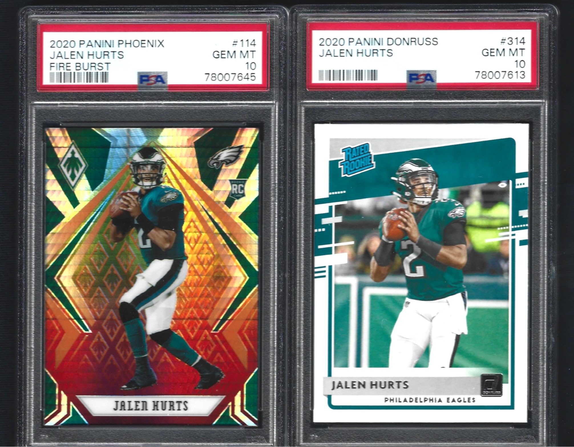 Amazon.com: PSA 10 JALEN HURTS 2 CARD ROOKIE LOT FIRE BURST SHORT PRINT &  DONRUSS GRADED PSA GEM MINT 10 EAGLES SUPERSTAR QUARTERBACK : Collectibles  & Fine Art