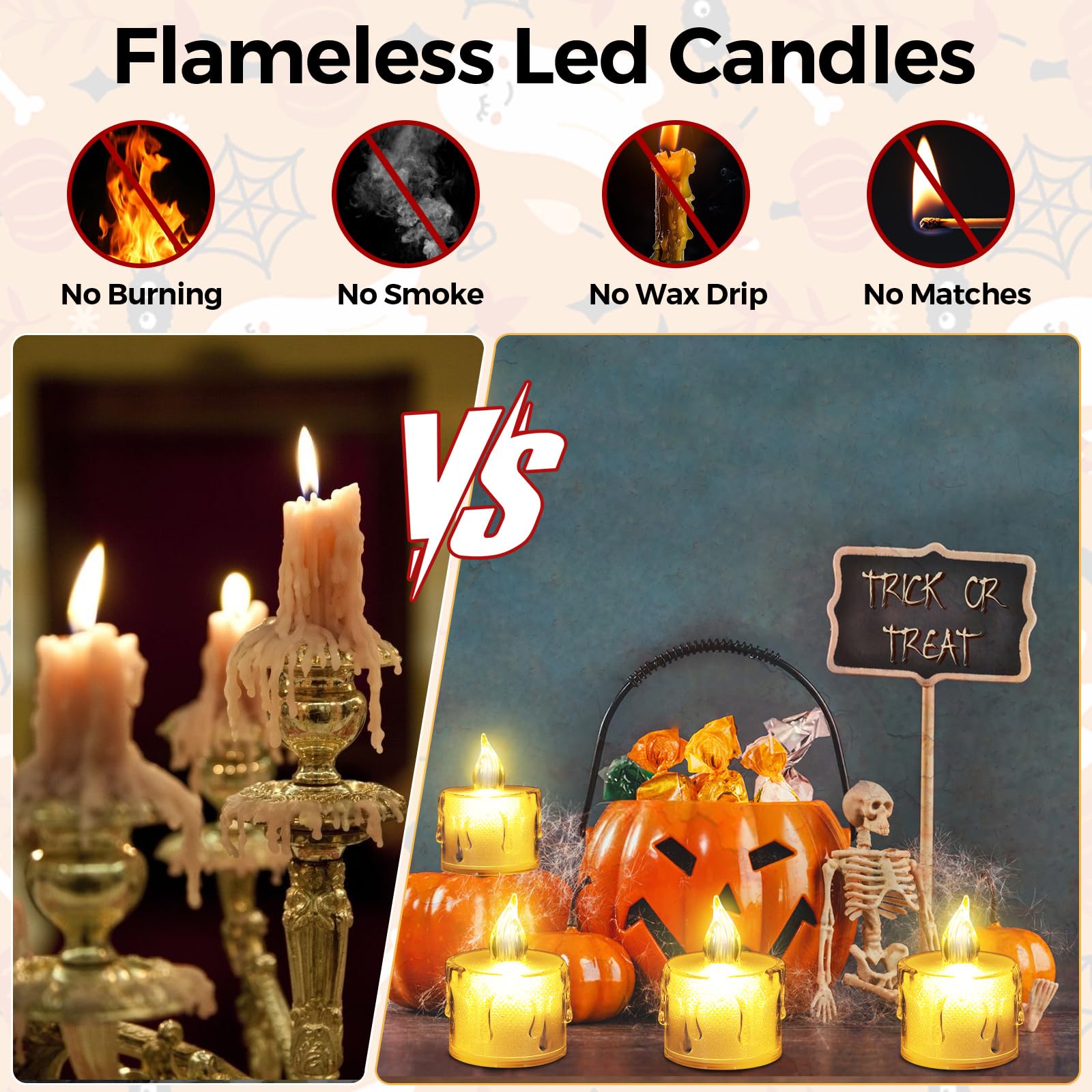 Candele LED A Forma Di Sangue Per Halloween – 2 Pezzi Con Fiamma Oscillante E Batterie Incluse – Decorazione Spaventosa